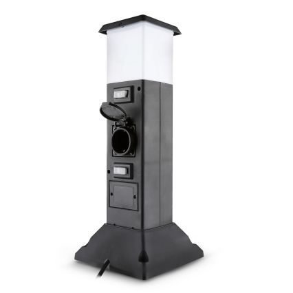 Brilagi - Lampe d'extérieur noire avec 2 prises SCHUKO 1xE14/15W/230V IP44