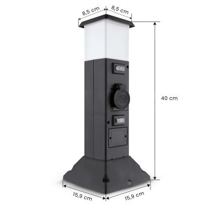 Brilagi - Lampe d'extérieur noire avec 2 prises SCHUKO 1xE14/15W/230V IP44