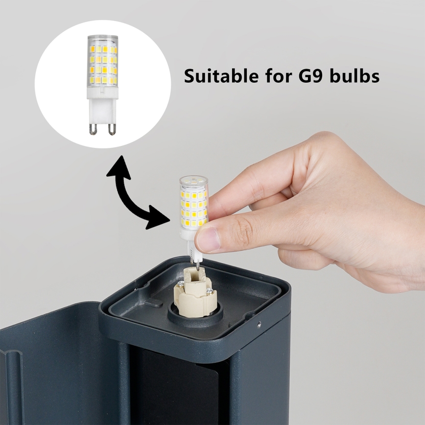 Brilagi - Lampe d'extérieur PILLAR avec 2 prises SCHUKO, 1xG9/11W/230V, IP44, anthracite
