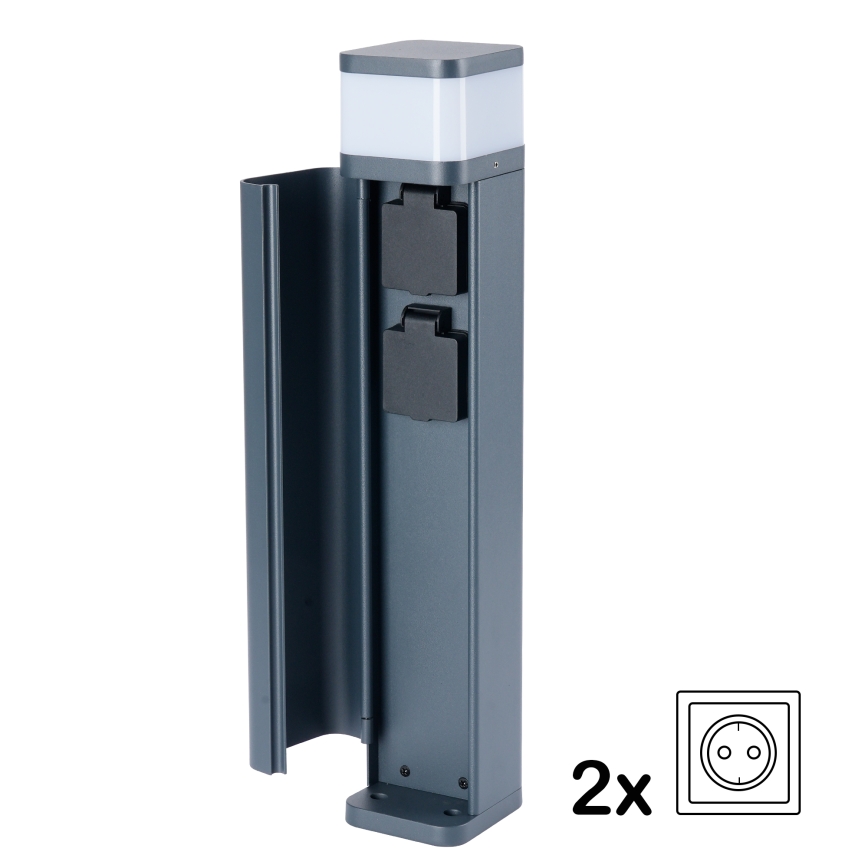 Brilagi - Lampe d'extérieur PILLAR avec 2 prises SCHUKO, 1xG9/11W/230V, IP44, anthracite