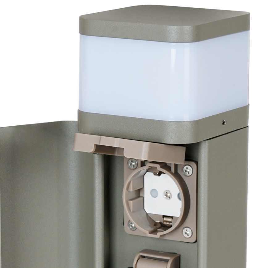 BRILAGI - Lampe extérieure avec 2 prises SCHUKO PILLAR 1xG9/11W/230V IP44 grise