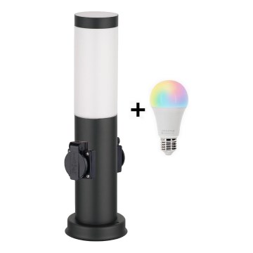 Brilagi - Lampe extérieure dimmable LED RGBW avec 2 prises 1xE27/15W/230V 2700-6500K IP44 40 cm noire