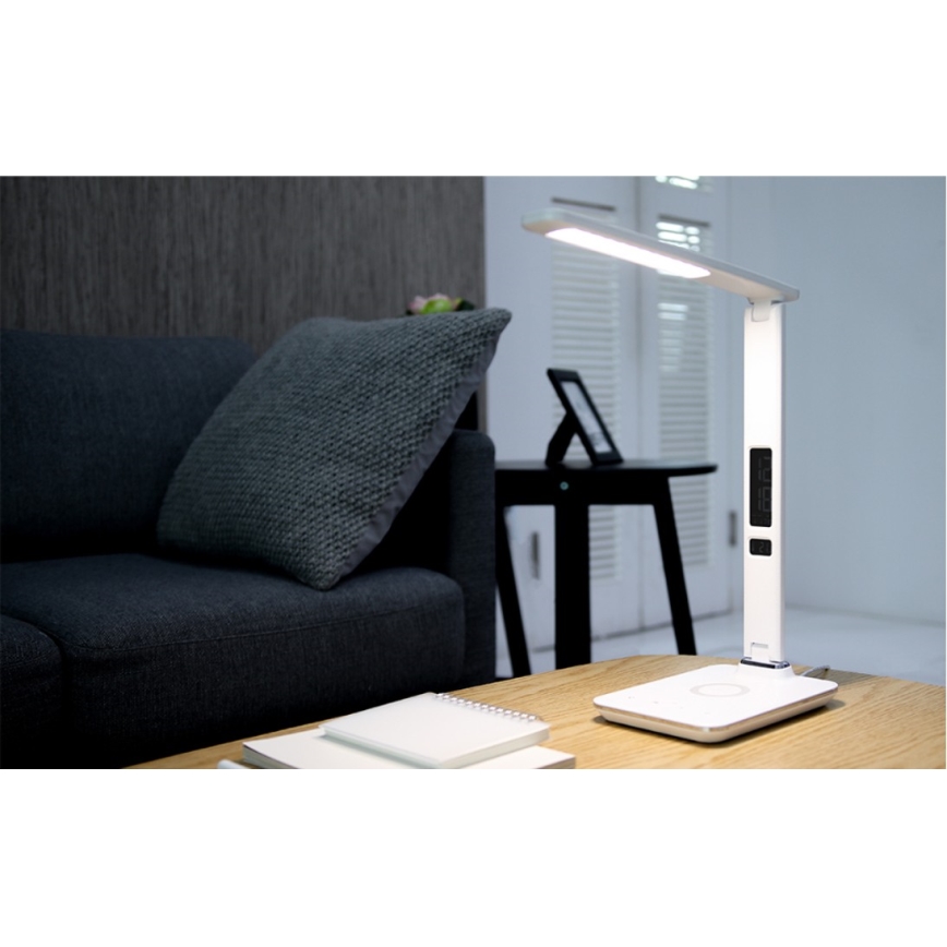 Brilagi - Lampe de table LED dimmable avec chargeur sans fil Qi et port USB REGINA LED/8,5W/230V blanche