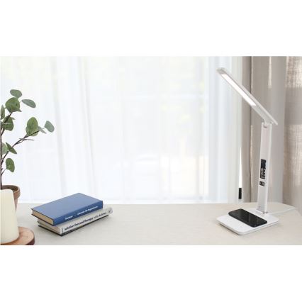 Brilagi - Lampe de table LED dimmable avec chargeur sans fil Qi et port USB REGINA LED/8,5W/230V blanche