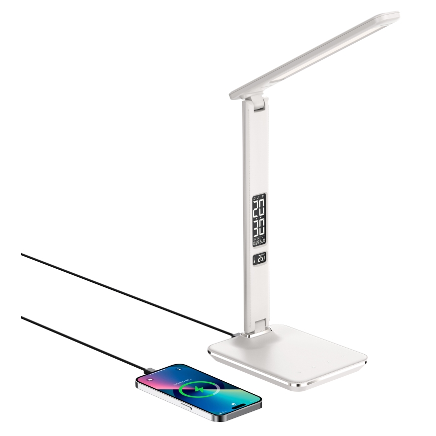 Brilagi - Lampe de table LED dimmable avec chargeur sans fil Qi et port USB REGINA LED/8,5W/230V blanche