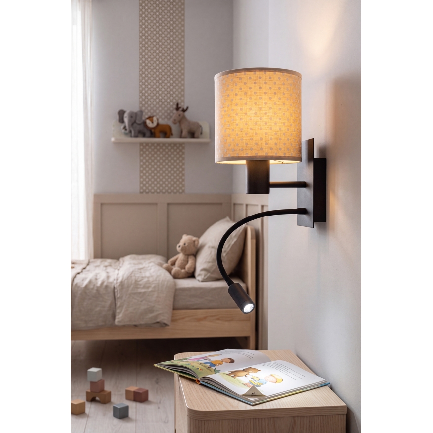 Brilagi - Lampe murale LED flexible BOBO 1xE27/25W/230V + LED/3W noir/beige/à pois