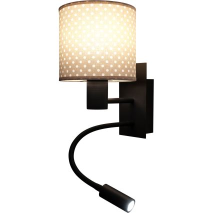 Brilagi - Lampe murale LED flexible BOBO 1xE27/25W/230V + LED/3W noir/beige/à pois