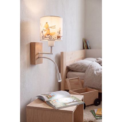 Brilagi - LED Applique murale flexible pour enfants BOBO WOOD 1xE27/25W/230V + LED/3W chêne/blanc/motifs animaux