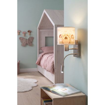 Brilagi - Lampe murale LED flexible pour enfants BOBO 1xE27/25W/230V + LED/3W chrome mat/blanc/rose/fées