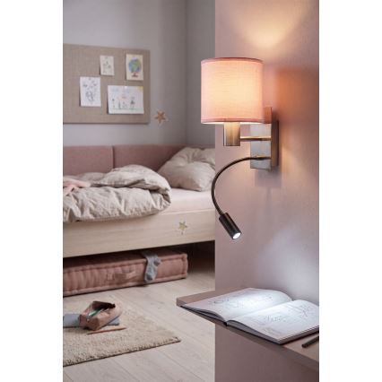 Brilagi - Lampe murale LED flexible BOBO 1xE27/25W/230V + LED/3W chrome mat/rose