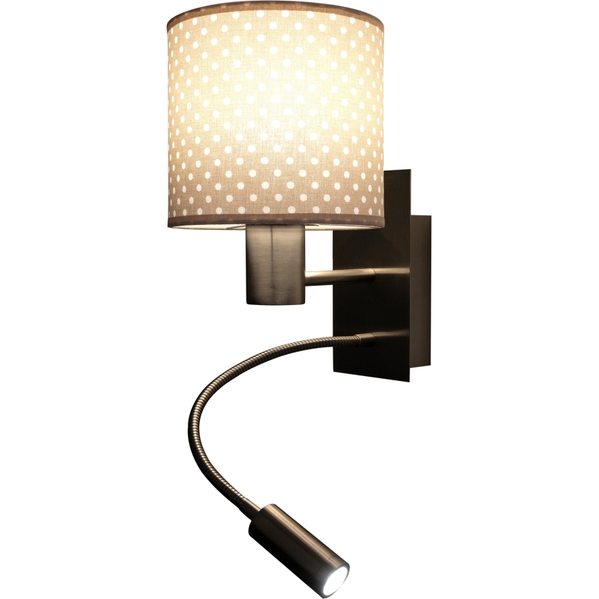 Brilagi - Applique murale LED flexible BOBO 1xE27/25W/230V + LED/3W chrome mat/beige/à pois