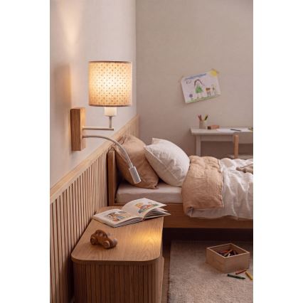 Brilagi - Applique murale LED orientable pour enfants BOBO WOOD 1xE27/25W/230V + LED/3W chêne/blanc/beige/à pois