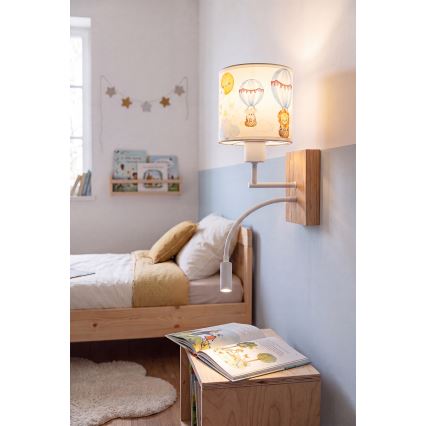 Brilagi - Lampe murale LED flexible pour enfants BOBO WOOD 1xE27/25W/230V + LED/3W chêne/blanc/motifs animaux