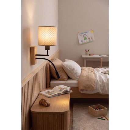 Brilagi - Applique murale LED flexible pour enfants BOBO WOOD 1xE27/25W/230V + LED/3W chêne/noir/beige/à pois