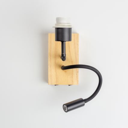 Brilagi - Lampe murale LED flexible pour enfants BOBO WOOD 1xE27/25W/230V + LED/3W chêne/noir/crème/lapins