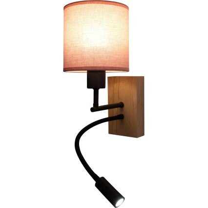 Brilagi - Applique murale LED flexible BOBO WOOD 1xE27/25W/230V + LED/3W chêne/noir/rose