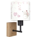 Brilagi - Lampe murale enfant BOBO WOOD 1xE27/25W/230V chêne/noir/crème/petits lapins