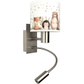 Brilagi - Lampe murale enfant LED flexible BOBO 1xE27/25W/230V + LED/3W intégrée, chrome mat/blanc/motifs d