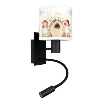 Brilagi - Lampe murale flexible LED pour enfant BOBO 1xE27/25W/230V + LED/3W noire/blanche/rose/avec motif fées