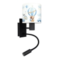 Brilagi - Lampe murale flexible LED pour enfants BOBO 1xE27/25W/230V + LED/3W noire/blanche/bleue/avec motif oursons
