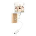 Brilagi - Lampe murale flexible LED pour enfants BOBO WOOD 1xE27/25W/230V + LED/3W chêne/blanc/rose/fées