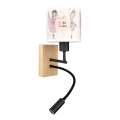 Brilagi - Lampe murale flexible LED pour enfants BOBO WOOD 1xE27/25W/230V + LED/3W chêne/noire/blanche/rose/motif ballerines
