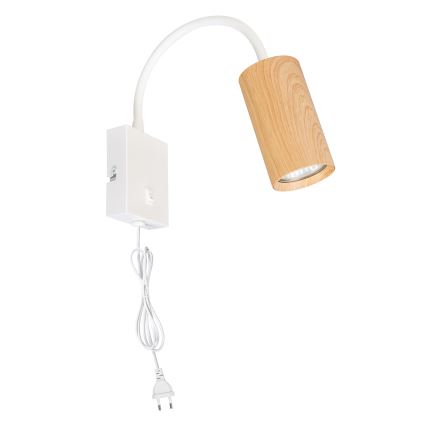 Brilagi - Applique murale flexible SELE avec interrupteur 1xGU10/30W/230V blanc/décor chêne