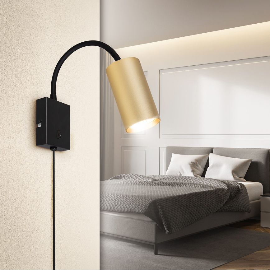 Brilagi - Applique murale flexible avec interrupteur SELE 1xGU10/30W/230V noir/doré