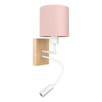 Brilagi - Lampe murale LED flexible BOBO WOOD 1xE27/25W/230V + LED/3W chêne/blanc/rose