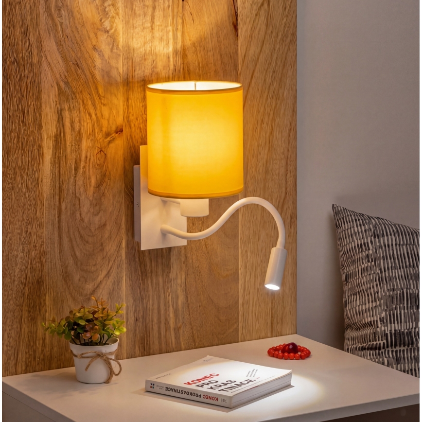 Brilagi - Applique murale LED flexible NUBILA 1xE27/25W/230V + LED/3W blanc/jaune