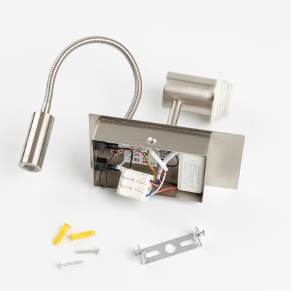 Brilagi - Lampe murale LED flexible NUBILA 1xE27/25W/230V + LED/3W chrome mat/gris clair