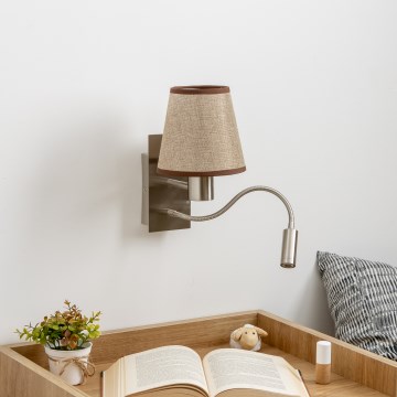 Brilagi - Lampe murale LED flexible NUBILA 1xE27/25W/230V + LED/3W chrome mat/marron
