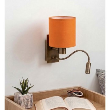 Brilagi - Lampe murale LED flexible NUBILA 1xE27/25W/230V + LED/3W laiton/orange