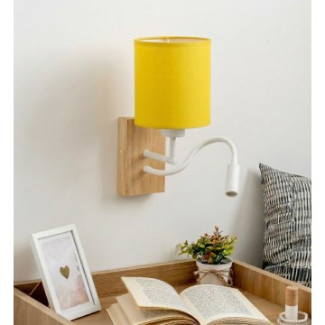 Brilagi - Lampe murale LED flexible NUBILA WOOD 1xE27/25W/230V + LED/3W chêne/blanc/jaune