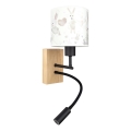 Brilagi - Lampe murale LED flexible pour enfant BOBO WOOD 1xE27/25W/230V + LED/3W chêne/noir/blanc/à motif lapins