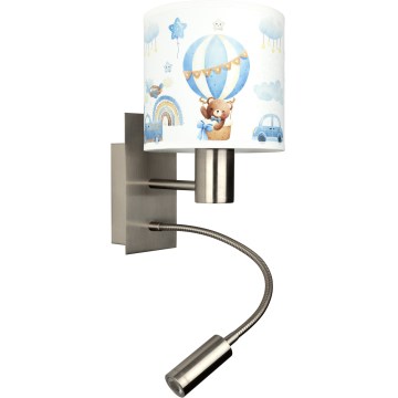 Brilagi - Lampe murale LED flexible pour enfants BOBO 1xE27/25W/230V + LED/3W chrome mat/blanc/bleu/oursons