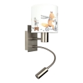 Brilagi - Lampe murale LED flexible pour enfants BOBO 1xE27/25W/230V + LED/3W chrome mat/blanc/motifs d'animaux