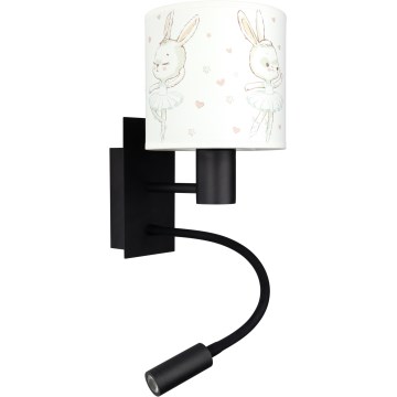 Brilagi - Lampe murale LED flexible pour enfants BOBO 1xE27/25W/230V + LED/3W noir/blanc/lapins
