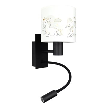 Brilagi - Lampe murale LED flexible pour enfants BOBO 1xE27/25W/230V + LED/3W noir/blanc/licornes