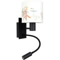 Brilagi - Lampe murale LED flexible pour enfants BOBO 1xE27/25W/230V + LED/3W noir/blanc/motifs animaux