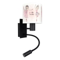 Brilagi - Lampe murale LED flexible pour enfants BOBO 1xE27/25W/230V + LED/3W noir/blanc/rose/chaussons de ballet
