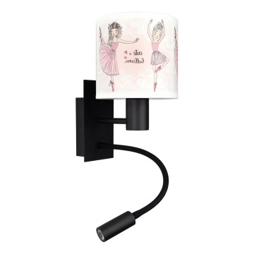 Brilagi - Lampe murale LED flexible pour enfants BOBO 1xE27/25W/230V + LED/3W noir/blanc/rose/chaussons de ballet