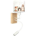 Brilagi - Lampe murale LED flexible pour enfants BOBO WOOD 1xE27/25W/230V + LED/3W chêne/blanc/animaux
