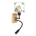 Brilagi - Lampe murale LED flexible pour enfants BOBO WOOD 1xE27/25W/230V + LED/3W chêne/noir/blanc/vert/jungle