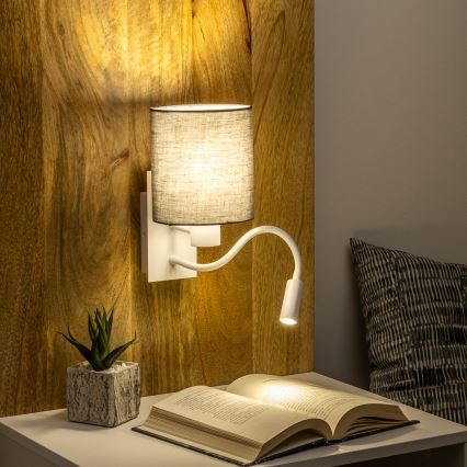 Brilagi - Applique murale LED flexible NUBILA 1xE27/25W/230V + LED/3W blanc/anthracite