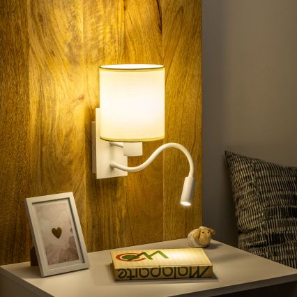 Brilagi - Applique murale LED flexible NUBILA 1xE27/25W/230V + LED/3W blanc/crème