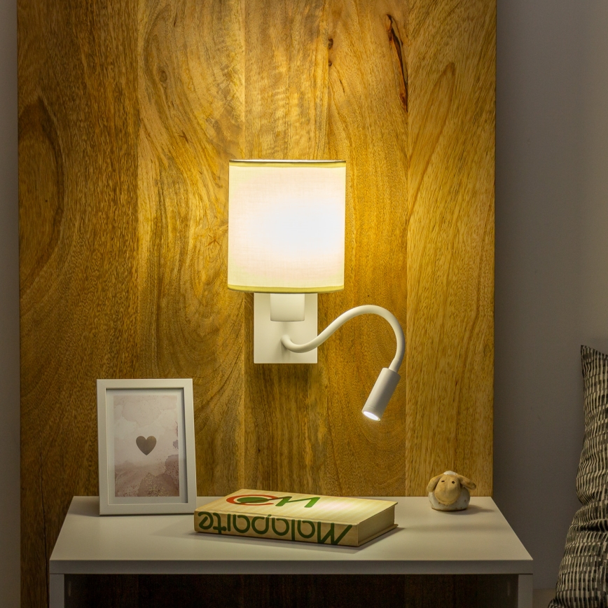 Brilagi - Applique murale LED flexible NUBILA 1xE27/25W/230V + LED/3W blanc/crème
