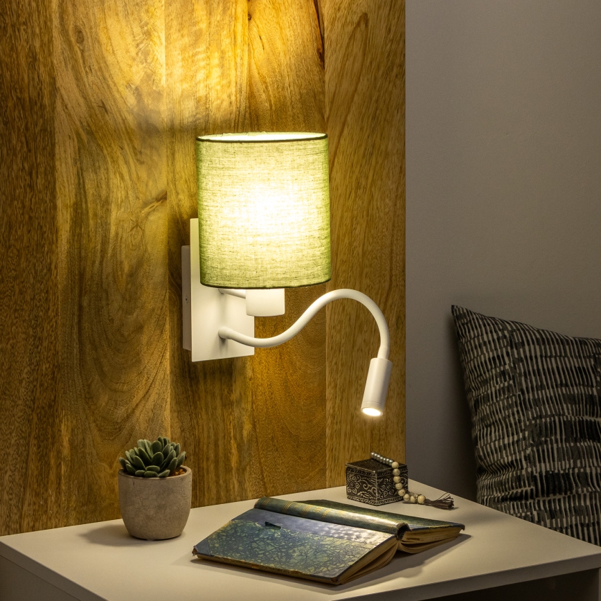 Brilagi - Applique murale LED flexible NUBILA 1xE27/25W/230V + LED/3W blanc/vert
