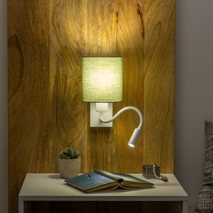 Brilagi - Applique murale LED flexible NUBILA 1xE27/25W/230V + LED/3W blanc/vert
