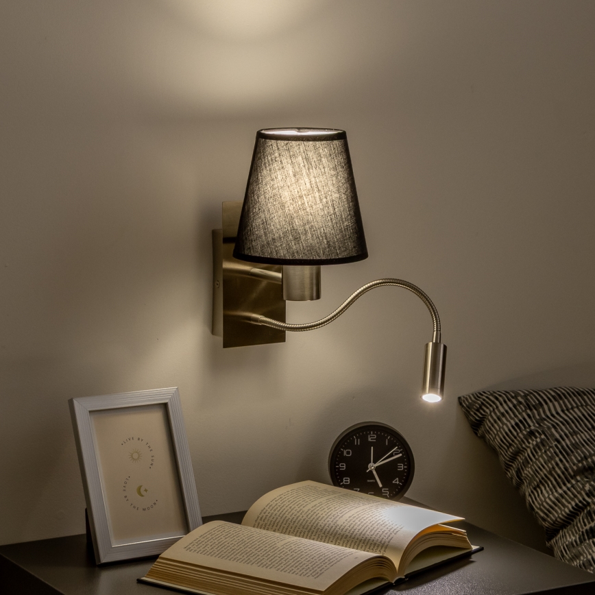 Brilagi - Applique murale LED flexible NUBILA 1xE27/25W/230V + LED/3W chrome mat/noir